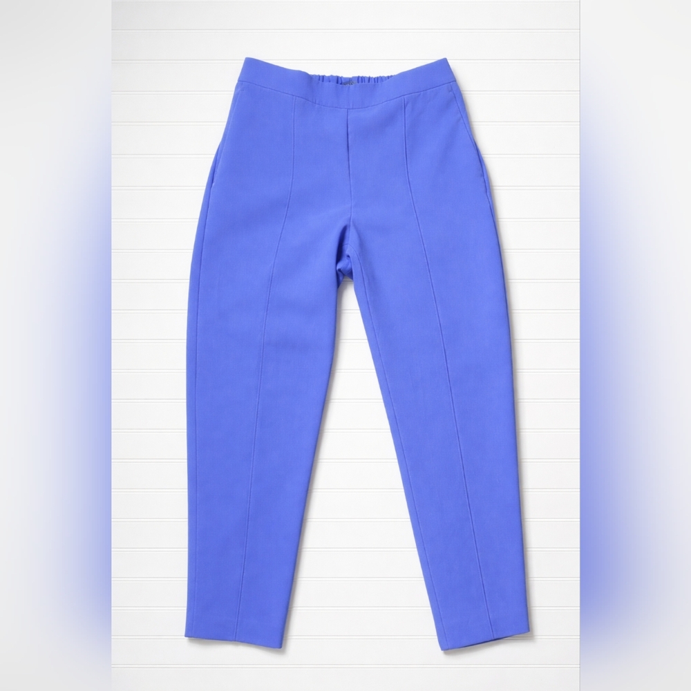 Ann Taylor Pull On Cropped Blue Purple High Rise Dress Pant M